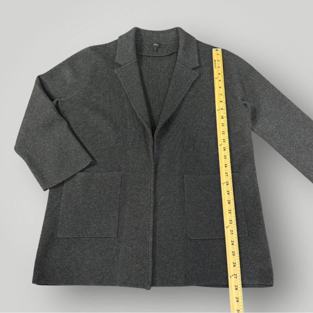 J. Crew Open-front sweater-blazer Sz L Charcoal‎